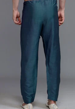 Solid Color Art Silk Pajama in Teal Blue