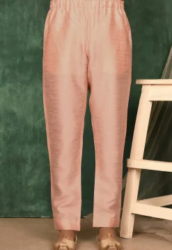 Solid Color Art Silk Pajama in Peach