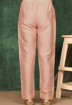 Solid Color Art Silk Pajama in Peach
