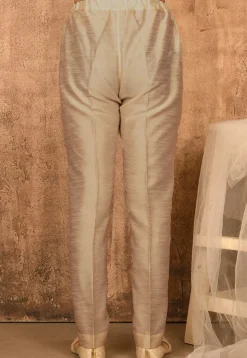 Solid Color Art Silk Pajama in Beige