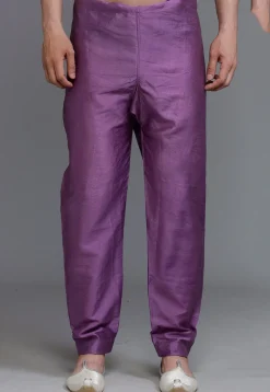 Solid Color Art Silk Pajama in Purple