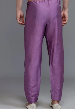 Solid Color Art Silk Pajama in Purple
