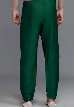 Solid Color Art Silk Pajama in Dark Green