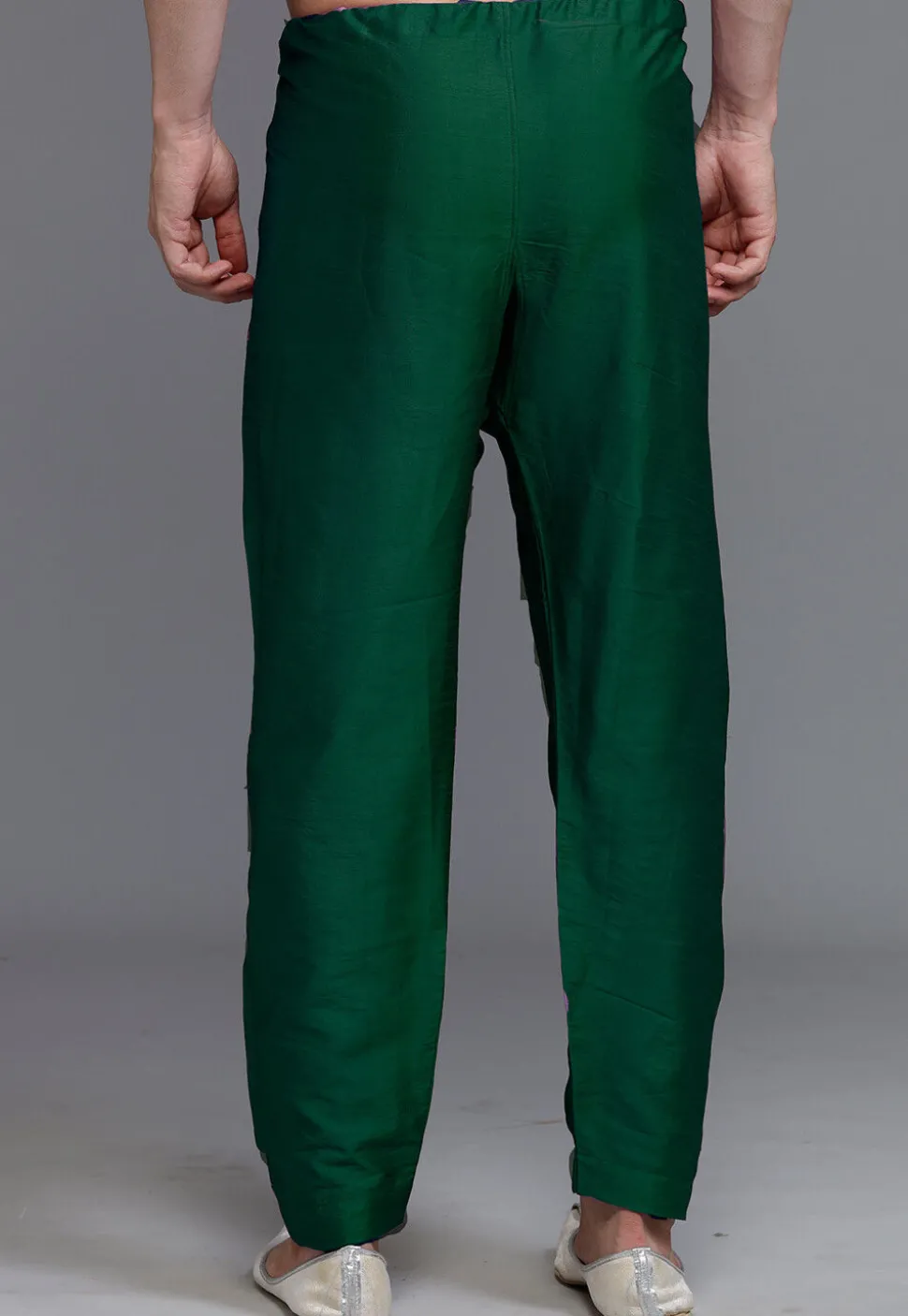 Solid Color Art Silk Pajama in Dark Green