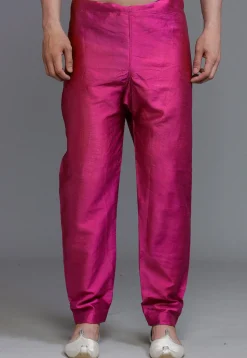 Solid Color Art Silk Pajama in Magenta
