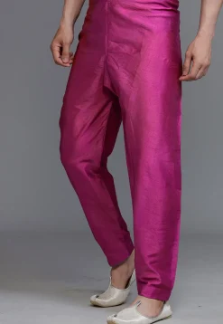 Solid Color Art Silk Pajama in Magenta