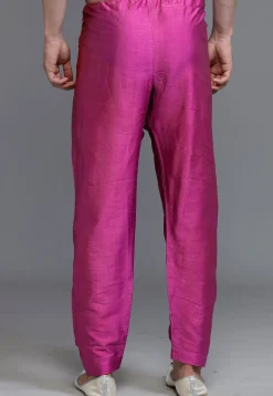 Solid Color Art Silk Pajama in Magenta