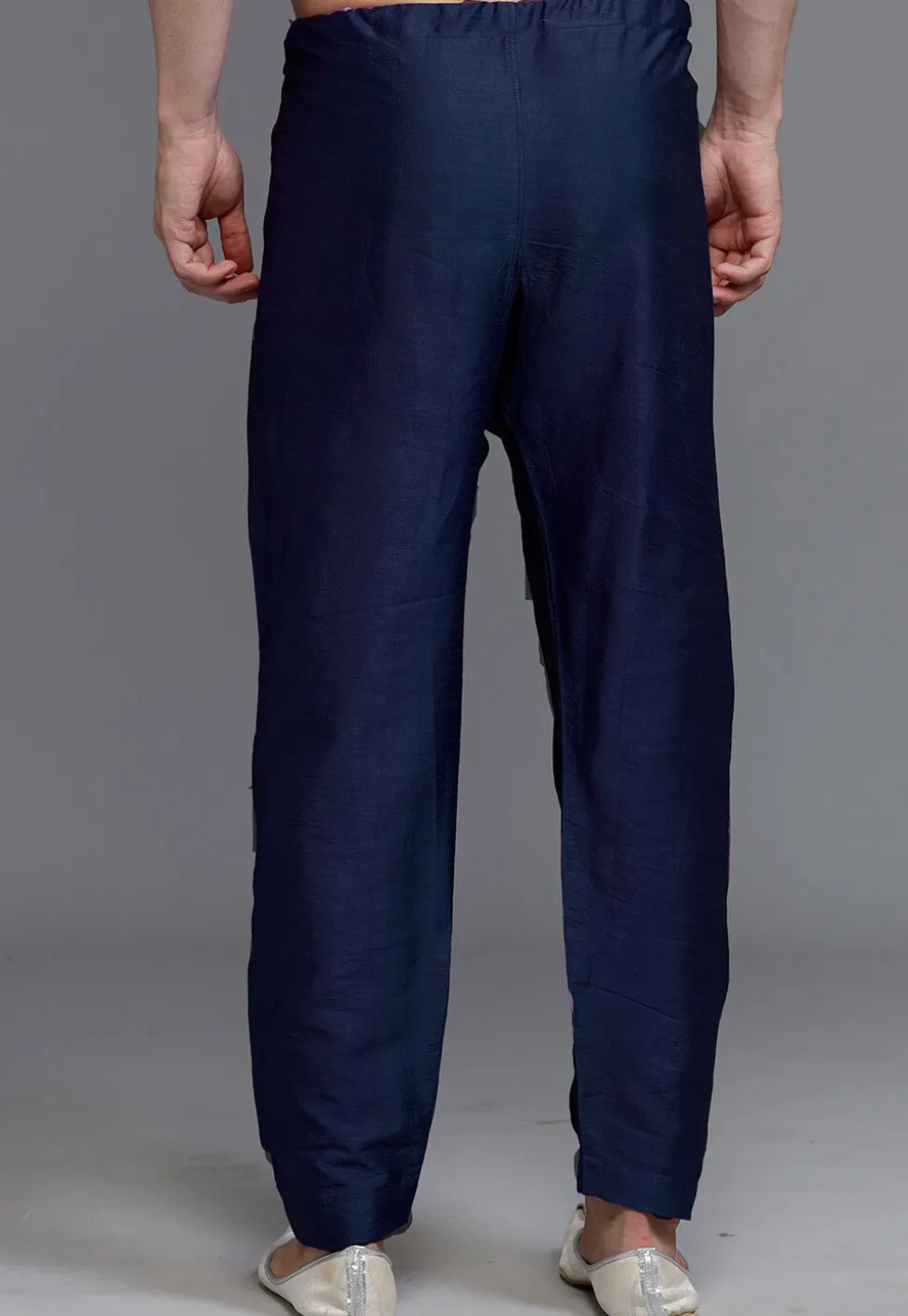 Solid Color Art Silk Pajama in Navy Blue