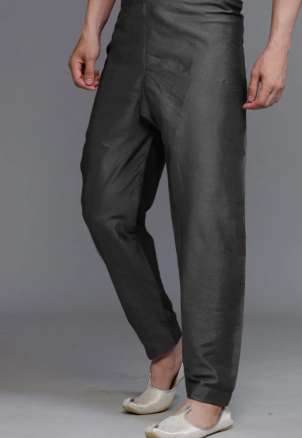 Solid Color Art Silk Pajama in Grey