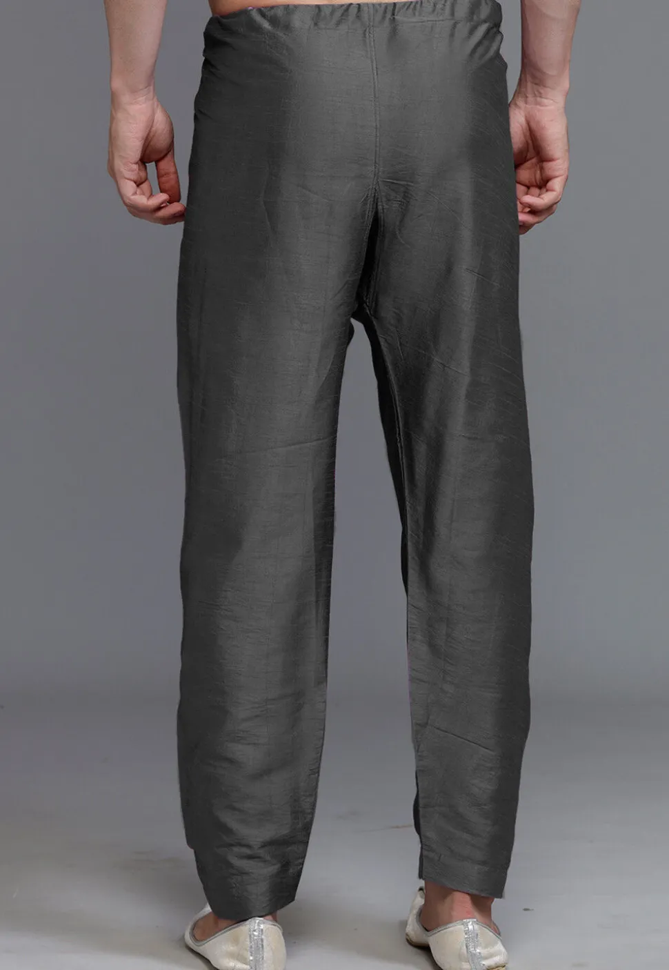 Solid Color Art Silk Pajama in Grey