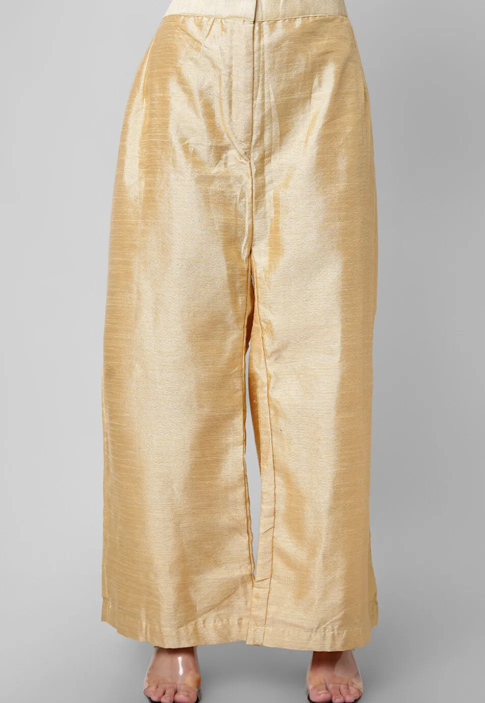 Solid Color Art Silk Palazzo in Beige