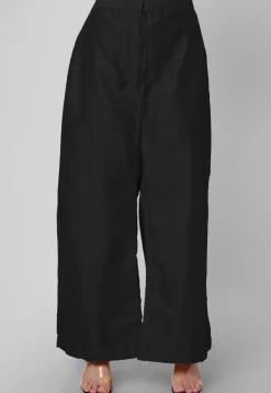 Solid Color Art Silk Palazzo in Black