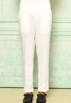 Solid Color Art Silk Pant in White