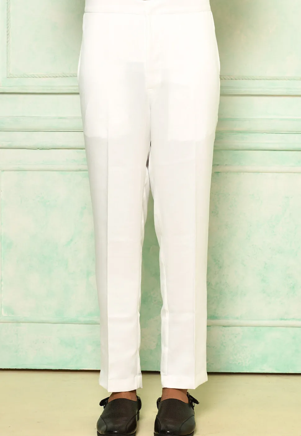 Solid Color Art Silk Pant in White