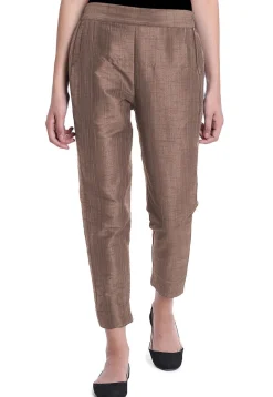Solid Color Art Silk Pant in Brown