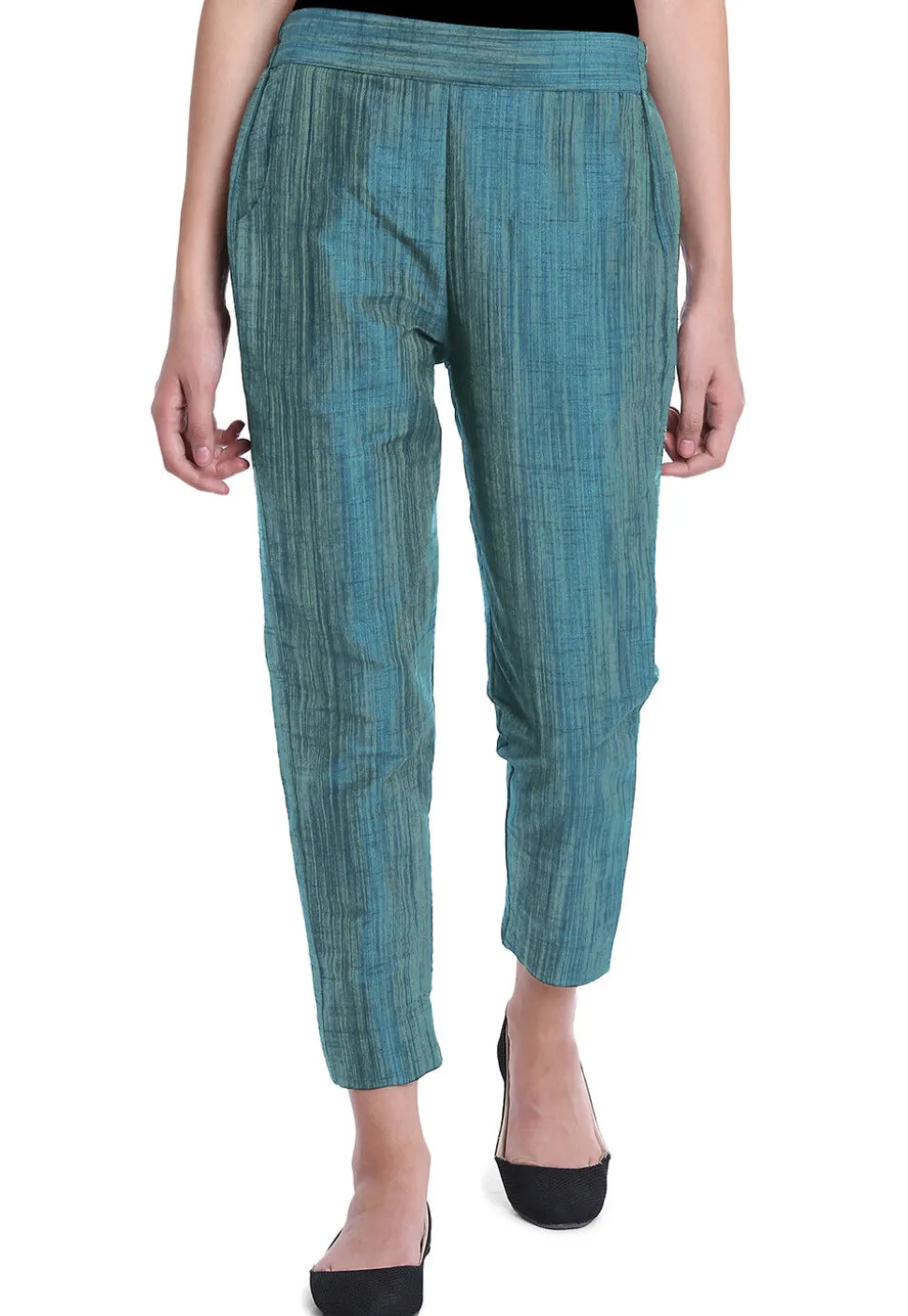 Solid Color Art Silk Pant in Teal Blue
