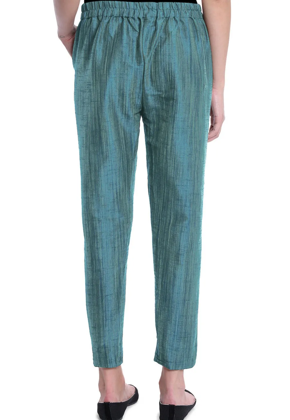 Solid Color Art Silk Pant in Teal Blue