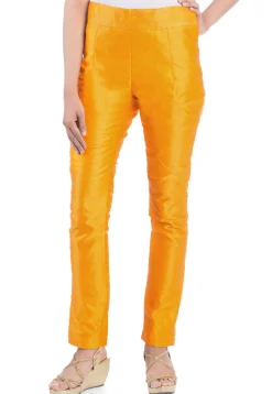 Solid Color Art Silk Pant in Mustard