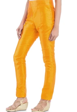 Solid Color Art Silk Pant in Mustard