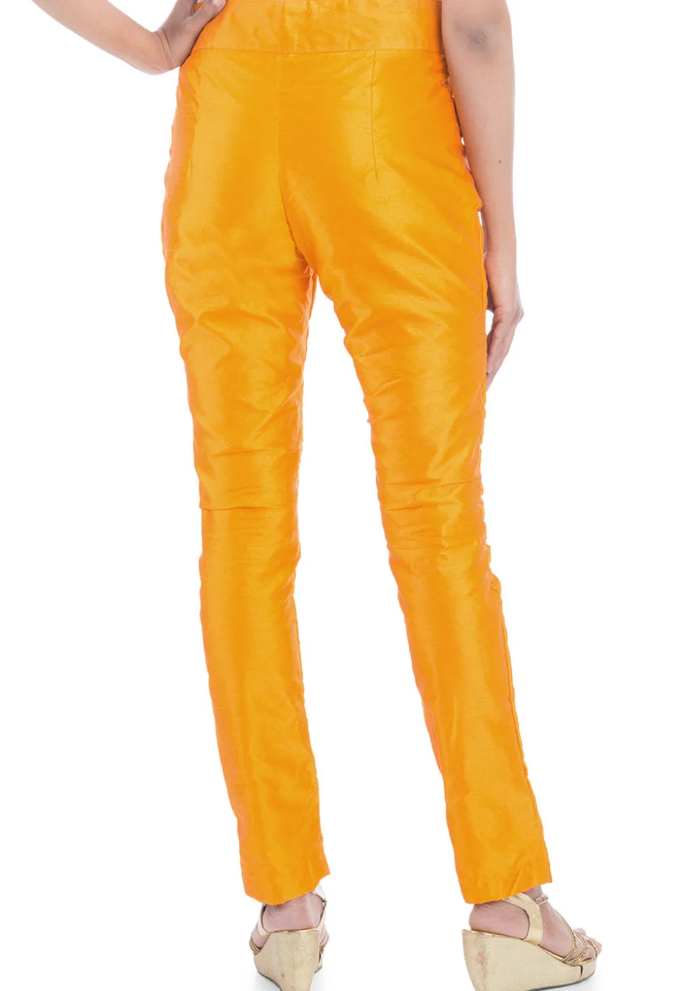 Solid Color Art Silk Pant in Mustard
