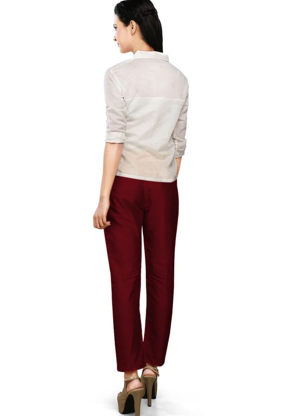Solid Color Art Silk Pant in Wine