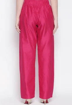 Solid Color Art Silk Pant in Fuchsia