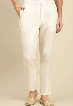 Solid Color Art Silk Pant in Cream