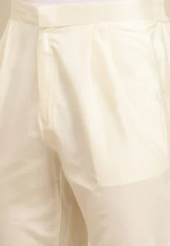 Solid Color Art Silk Pant in Cream