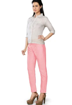 Solid Color Art Silk Pant in Baby Pink