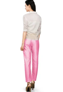 Solid Color Art Silk Pant in Pink