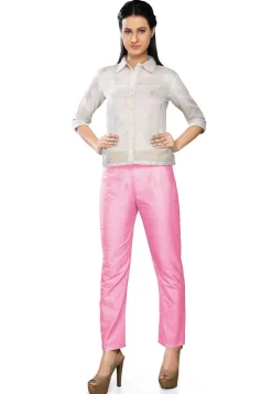 Solid Color Art Silk Pant in Pink