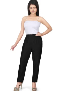 Solid Color Art Silk Pant in Black