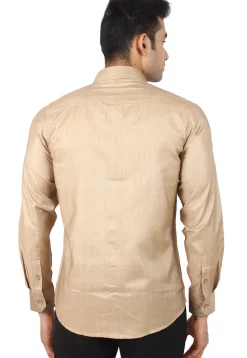 Solid Color Art Silk Shirt in Beige