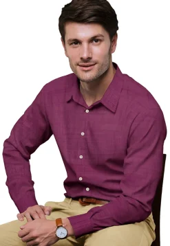 Solid Color Art Silk Shirt in Purple