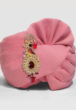 Solid Color Chanderi Cotton Turban in Peach