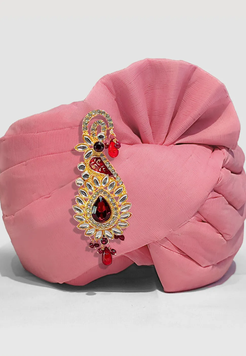 Solid Color Chanderi Cotton Turban in Peach