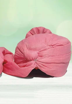 Solid Color Chanderi Cotton Kids Turban in Light Peach