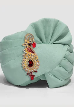 Solid Color Chanderi Cotton Turban in Pastel Green