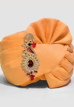 Solid Color Chanderi Cotton Turban in Mustard