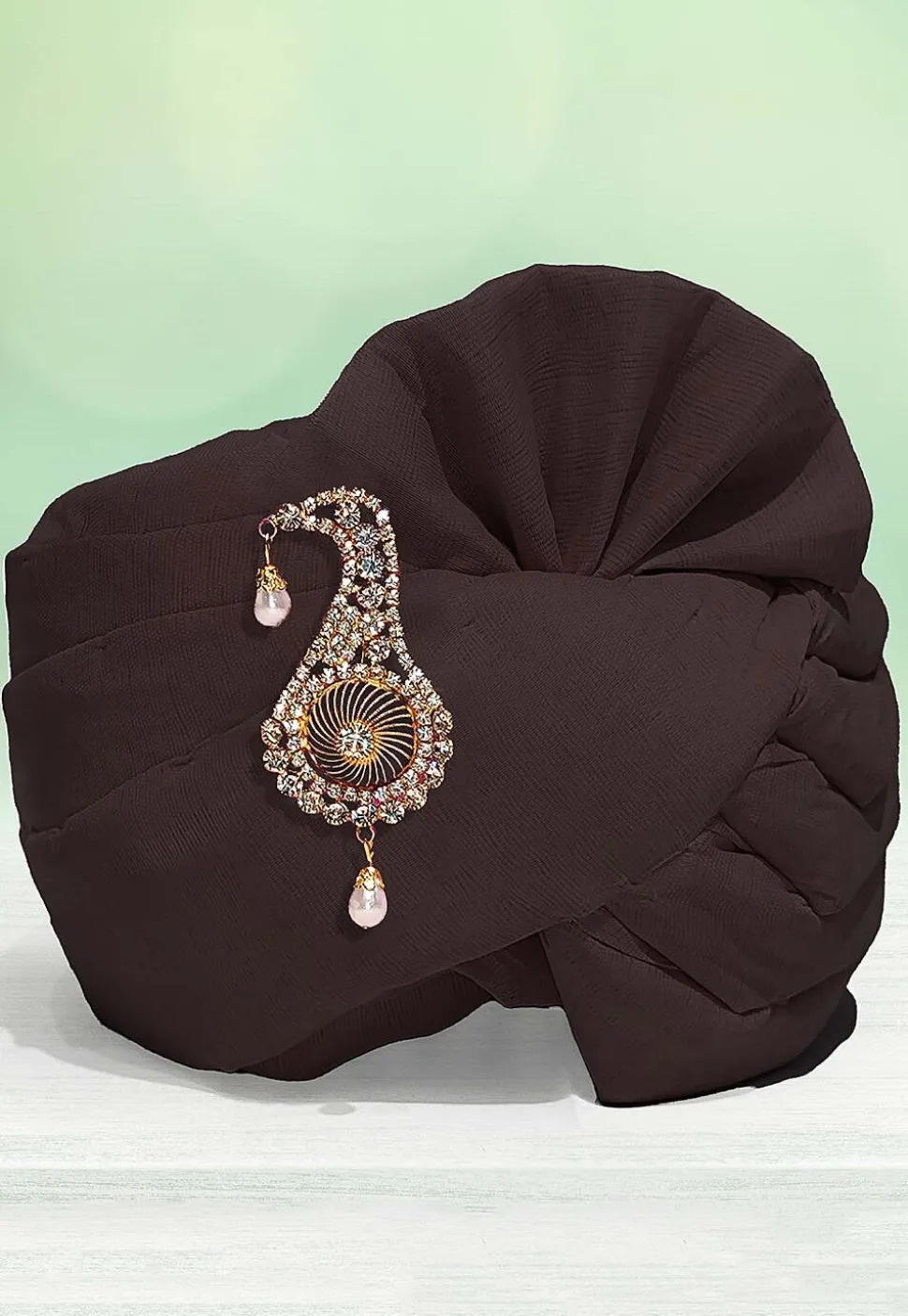 Solid Color Chanderi Cotton Kids Turban in Brown
