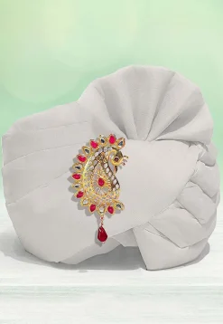 Solid Color Chanderi Cotton Kids Turban in Off White