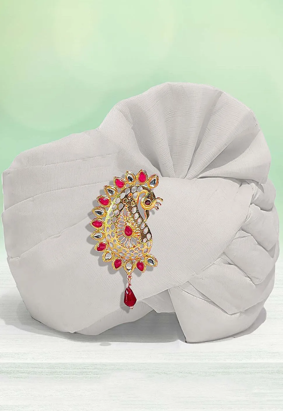 Solid Color Chanderi Cotton Kids Turban in Off White