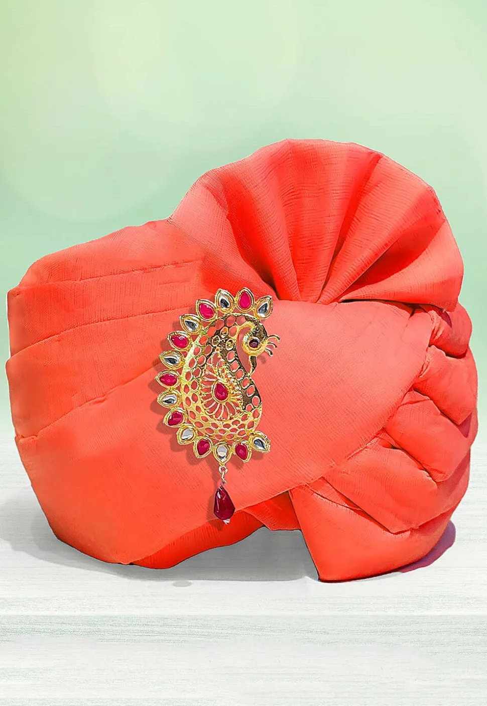 Solid Color Chanderi Cotton Kids Turban in Orange