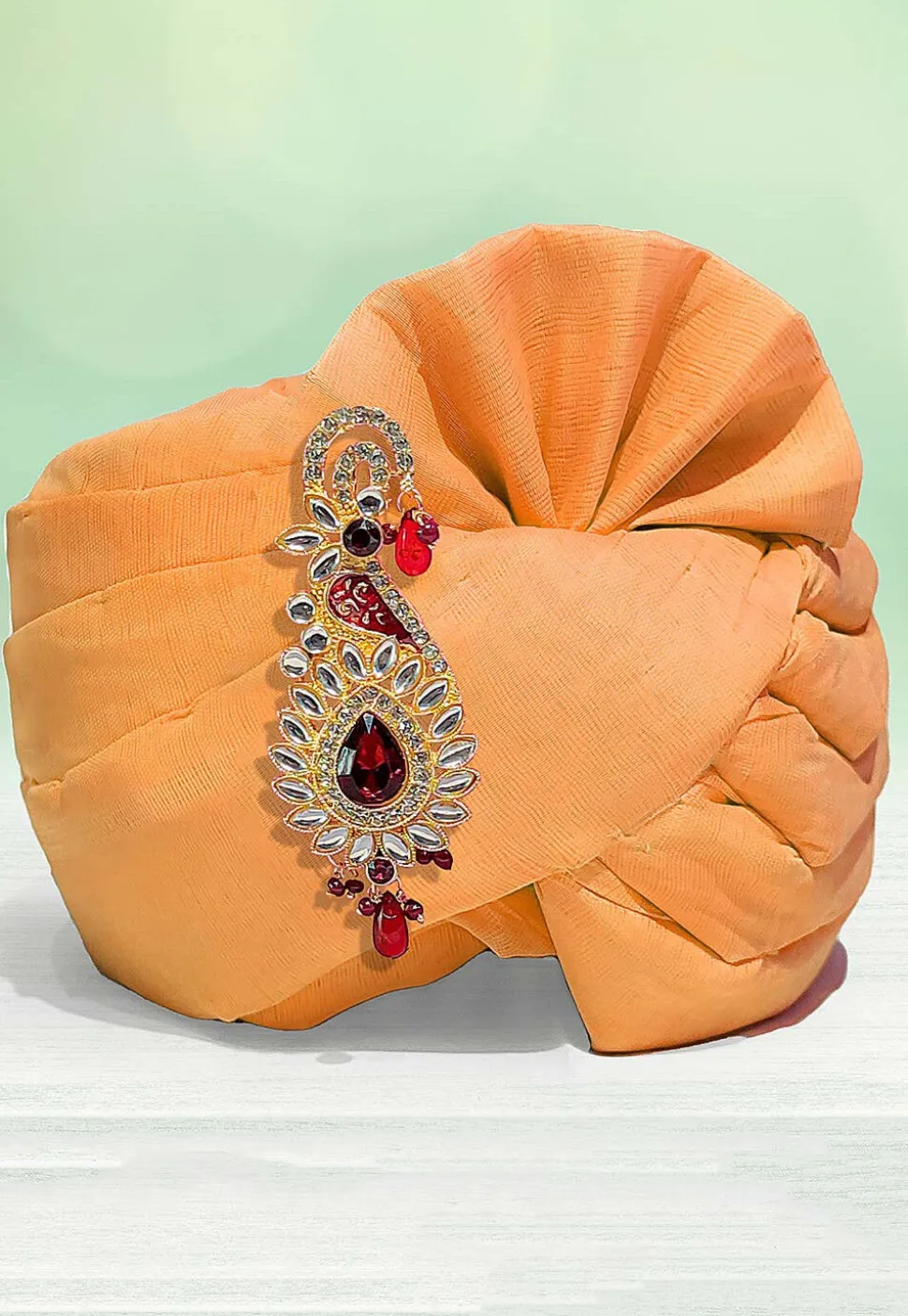 Solid Color Chanderi Cotton Kids Turban in Light Orange