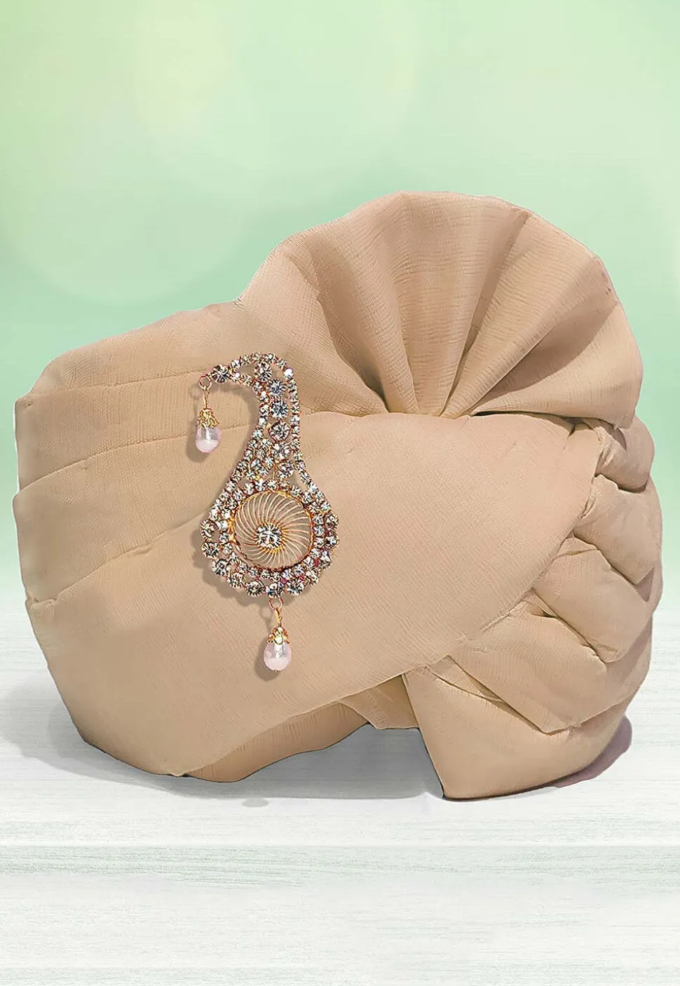 Solid Color Chanderi Cotton Kids Turban in Beige