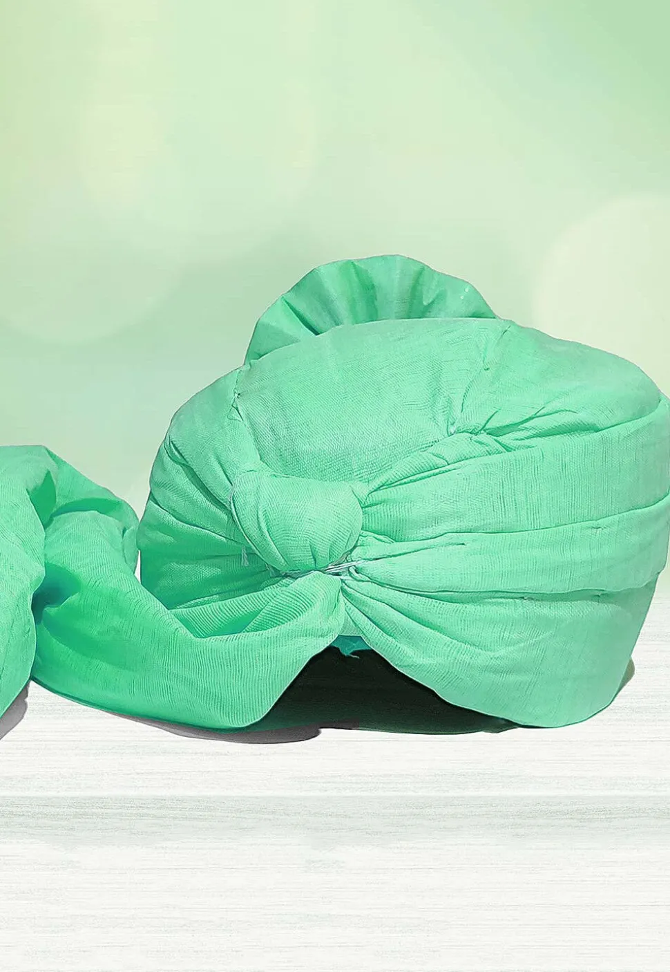 Solid Color Chanderi Cotton Kids Turban in Sea Green