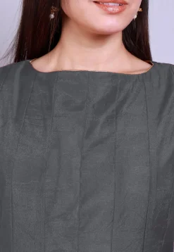 Solid Color Chanderi Silk Anarkali Kurta in Grey