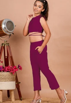 Solid Color Cotton Adjustable Dori Crop Top Set in Fuchsia