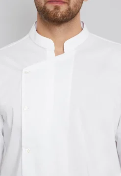 Solid Color Cotton Asymmetric Kurta in White