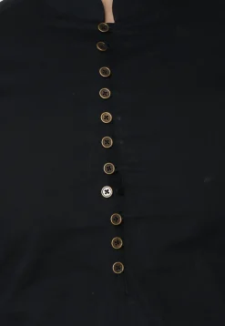 Solid Color Cotton Asymmetric Kurta in Black